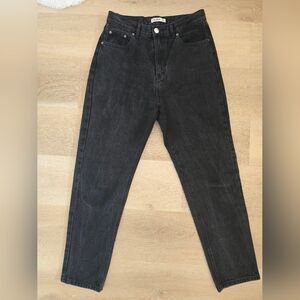 Pull&Bear High Waisted Mom Jeans Faded Black Wash Size 6